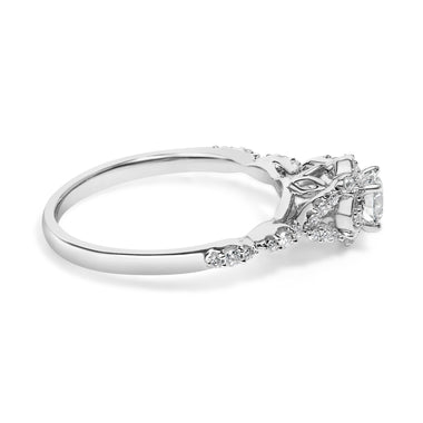 14K White Gold 1/2 Cttw Lab Grown Diamond Vintage Style Engagement Ring (F-G Color, VS1-VS2 Clarity) - Size 7 - 0