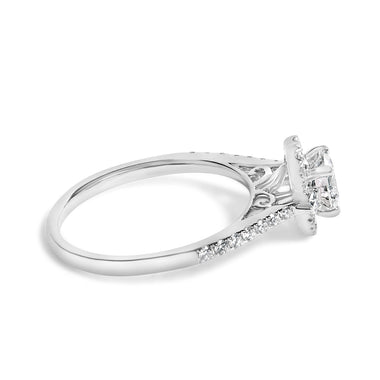 14K White Gold 1.00 Cttw Lab-Grown Diamond Oval Shaped Halo Engagement Ring (F-G Color, VS1-VS2 Clarity) - Ring Size 7 - 0