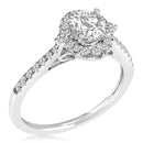 14K White Gold 1.00 Cttw Lab-Grown Diamond Oval Shaped Halo Engagement Ring (F-G Color, VS1-VS2 Clarity) - Ring Size 7-3