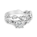 14K White Gold Lab Grown Diamond 1.0 Cttw Vintage Style Engagement Ring and Band Set - Ring Size 5-1