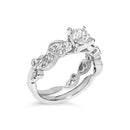 14K White Gold Lab Grown Diamond 1.0 Cttw Vintage Style Engagement Ring and Band Set - Ring Size 5-3