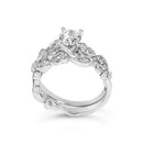 14K White Gold Lab Grown Diamond 1.0 Cttw Vintage Style Engagement Ring and Band Set - Ring Size 5-5