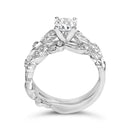 14K White Gold Lab Grown Diamond 1.0 Cttw Vintage Style Engagement Ring and Band Set - Ring Size 5-6