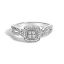 10K White Gold 1/10 Cttw Diamond Cluster Halo Promise Ring-1