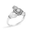 14K White Gold 3/8 Cttw Diamond Claddagh Heart Ring-3