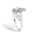 14K White Gold 3/8 Cttw Diamond Claddagh Heart Ring-4