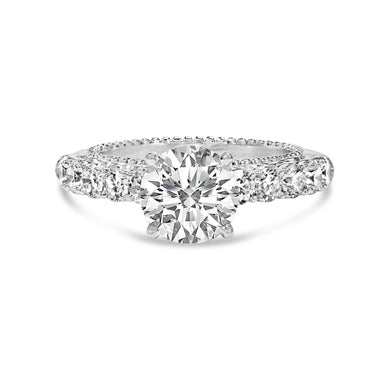 14K White Gold 3 1/5 Cttw Lab Grown Diamond Vintage Style Engagement Ring - Size 7