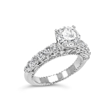 14K White Gold 3 1/5 Cttw Lab Grown Diamond Vintage Style Engagement Ring - Size 7 - 0
