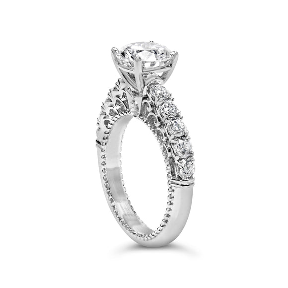 14K White Gold 3 1/5 Cttw Lab Grown Diamond Vintage Style Engagement Ring - Size 7