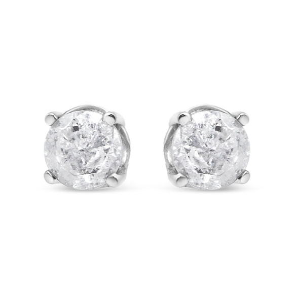 14K White Gold 3/4 Cttw Lab Grown Diamond 4-Prong Classic Stud Earrings (F-G Color, VS2-SI1 Clarity)