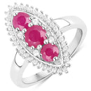 4.32 Carat Genuine Ruby and White Topaz .925 Sterling Silver 3 Piece Jewelry Set (Ring, Earrings, and Pendant w/ Chain)-2