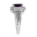 .925 Sterling Silver Prong Set Natural Oval Shape 9X7 MM Purple Amethyst Solitaire and Diamond Accent Ring (I-J Color, I1-I2 Clarity) - Ring Size 7-7