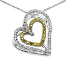 0.51 Carat Genuine White Diamond & Yellow Diamond .925 Sterling Silver Pendant-1