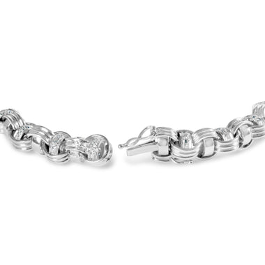 14K White Gold 1/2 Cttw Diamond Knotted Byzantine Link Bracelet (H-I Color, I2-I3 Clarity) - 7" Inches - 0