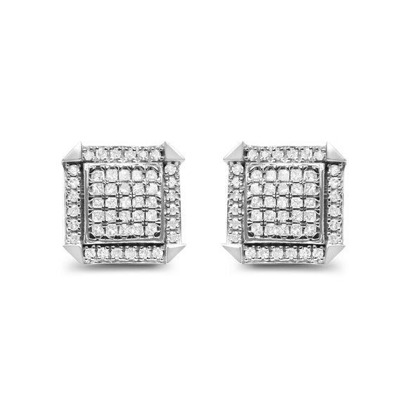 10K White Gold 1.0 Cttw Diamond  Composite with Halo Stud Earrings (H-I Color, I1-I2 Clarity)