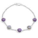 11.00 Carat Genuine Charolite And Labradorite .925 Sterling Silver Bracelet-2