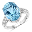 8.84 Carat Genuine Aquamarine and White Diamond 14K White Gold Ring-1
