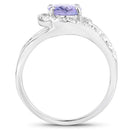 1.82 Carat Genuine Tanzanite and White Zircon .925 Sterling Silver Ring-3