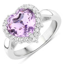 4.03 Carat Genuine Pink Amethyst and White Topaz .925 Sterling Silver Ring-1