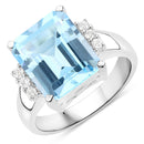 4.89 Carat Genuine Blue Topaz and White Topaz .925 Sterling Silver Ring-1