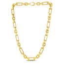 14k Yellow Gold Italian Alternating Paperclip Oval Links Chain Necklace-1