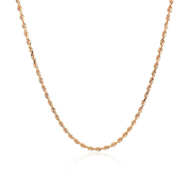 14k Rose Gold Solid Diamond Cut Rope Chain 1.5mm - 0