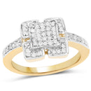 14K Yellow Gold Plated 0.24 Carat Genuine White Diamond .925 Sterling Silver Ring-1