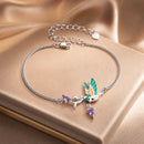 925 Sterling Silver Enamel Plated Platinum Bracelet with CZ, Adjustable Length for Women-1