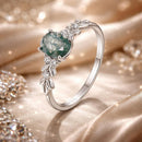 925 Sterling Silver Agate and CZ Pendant Ring Size 6 for Women-1