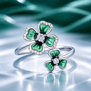 925 Sterling Silver Enamel Pavé CZ Ring for Women-1