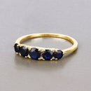 1.05 Carat Genuine Blue Sapphire and White Diamond 14K Yellow Gold Ring-4