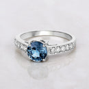 1.90 Carat Genuine Blue Sapphire and White Diamond 14K White Gold Ring-4