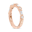 14K Rose Gold 3/8 Cttw Baguette and Round Diamond Bridal Band - (H-I Color, VS1-VS2 Clarity) - Size 6.75-4
