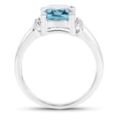 3.55 Carat Genuine London Blue Topaz & White Topaz .925 Sterling Silver Ring-2