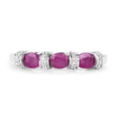 0.73 Carat Genuine Ruby and White Diamond 14K White Gold Ring-3