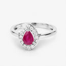 0.92 Carat Genuine Ruby and White Diamond 14K White Gold Ring-3