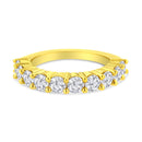 14K Yellow Gold Plated .925 Sterling Silver 2.0 Cttw Round Brilliant Cut Diamond 10 Stone Anniversary Band Ring (J-K Color, I1-I2 Clarity) - Size 7-2