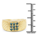 14K Yellow Gold Plated 0.36 Carat Genuine Blue Diamond .925 Sterling Silver Ring-3