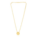 14k Yellow Gold High Polish Circle Disc Paperclip Link Necklace-3