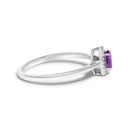 10K White Gold 5X3MM Oval Purple Amethyst and Diamond Accent Halo Ring (I-J Color, I1-I2 Clarity) - Ring Size 6.5-2