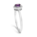 10K White Gold 5X3MM Oval Purple Amethyst and Diamond Accent Halo Ring (I-J Color, I1-I2 Clarity) - Ring Size 6.5-4