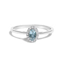10K White Gold 5X3MM Oval Purple Amethyst and Diamond Accent Halo Ring (I-J Color, I1-I2 Clarity) - Ring Size 6.5-6