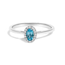 10K White Gold 5X3MM Oval Purple Amethyst and Diamond Accent Halo Ring (I-J Color, I1-I2 Clarity) - Ring Size 6.5-7