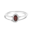 10K White Gold 5X3MM Oval Purple Amethyst and Diamond Accent Halo Ring (I-J Color, I1-I2 Clarity) - Ring Size 6.5-10
