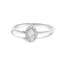 10K White Gold 5X3MM Oval Purple Amethyst and Diamond Accent Halo Ring (I-J Color, I1-I2 Clarity) - Ring Size 6.5-15