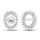 0.26 Carat Genuine White Diamond 14K White Gold Semi Mount Earrings - holds 8x6mm Oval Gemstones-3