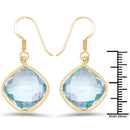 14K Yellow Gold Plated 29.00 Carat Genuine Blue Topaz .925 Sterling Silver Earrings-3