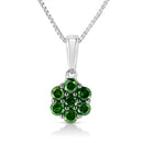 .925 Sterling Silver 1/2 Cttw Prong Set Treated Green Diamond Floral Cluster 18" Pendant Necklace (Green Color, I1-I2 Clarity)-2