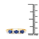 0.70 Carat Genuine Blue Sapphire and White Diamond 10K Yellow Gold Ring-3