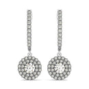 14k White Gold Double Halo Round Diamond Drop Earrings (1 cttw)-1
